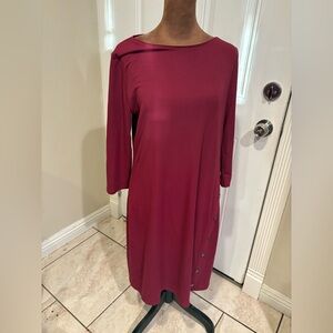 White House Black Market Burgundy Long Sleeve Dress